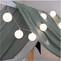 HOME DELUXE LED-Lichterkette mit Baumwolle Kugel NINO, 20-flammig, warmweiß, Lampion Lichterkette für Kinder,- und Jungendzimmer