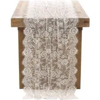 FOUORTUNATE-BEE Tischdecke Weiße Spitze Tischdecke in Spitzenauflage Vintage (Bestickte Spitzeauflage für Hochzeit Vintage Rezeption Dekor, Sommer Outdoor Party Boho Hochzeit Tisch Dekor)
