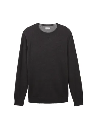 Tom Tailor - Schlichter Strickpullover black grey melange - Gr. - XXXL