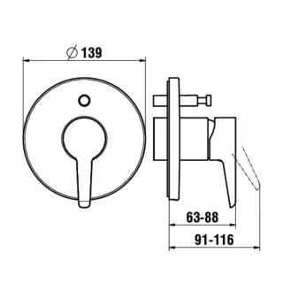 LAUFEN Wannenarmatur Unterputz PURE für SIMIBOX Standard oder SIMIBOX Light mit Rohrunterbrecher ohn HF901789423000