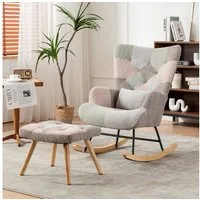 STILVORA Schaukelstuhl Schaukelsessel mit fußstütze,Loungesessel Relaxsessel wohnzimmer (Loungesessel, 2 St), inklusive Fußstütze (49*38*37 cm) und Lendenkissen