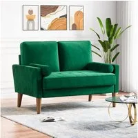 ToteBox 2-Sitzer 121CM Kleine Samt Sofa mit 2 Kissen für Wohnzimmer, Schlafzimmer
