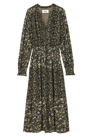 ba&sh - Midikleid mit Blumenmuster grün - Gr. - 2