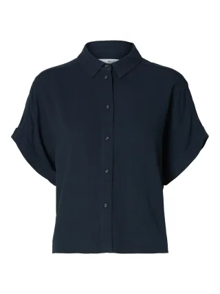 selected women - SLWVIVA SS CROPPED SUN SHIRT NOOS Dark Sapphire - Gr. - 38