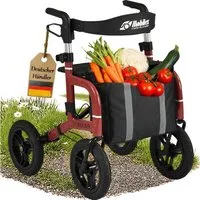 FabaCare Rollator Outdoor Puma Air Gehwagen, Gehhilfe für Senioren mit Luftbereifung