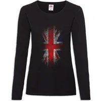 Urban Backwoods Langarmshirt Vintage UK Union Jack Flag Damen Langarmshirt England Great Britain (1-tlg) Fahne Banner Royal United