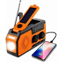 Tekoo Notfallradio mit Solar & Powerbank, Kurbelradio AM/FM/SW Notfallradio (UKW (FM), MW (AM), KW (SW), 4-Wege-Stromversorgung, Notfall-Powerbank, IPX3 spritzwassergeschützt)
