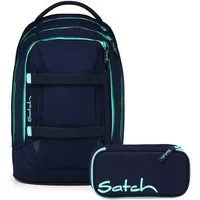 Satch Schulranzen Schulrucksack-Set PACK Ocean Mint 2-teilig (2-teilig), ergonomisch, Your-Size-System, 5 Fächer