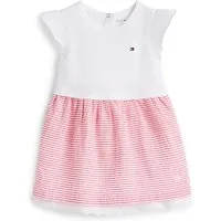 Tommy Hilfiger Jerseykleid SEERSUCKER RED COMBI DRESS S/S für Babys, mit Lochstickerei am Saum, Druckknöpfe