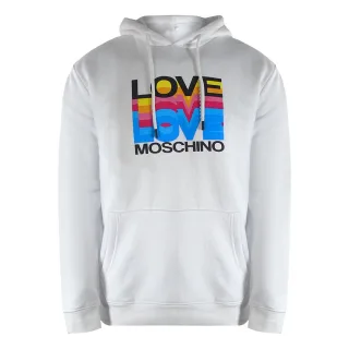 Love Moschino Multi Logo Weißer Hoodie