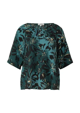 s.Oliver Red Label - Strukturierte Bluse aus Viskosemix mit Raffung blau - Gr. - 34
