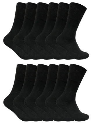 Sock Snob - 12 Paires Chaussettes Homme Diabetiques Thermiques - Noir