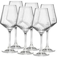 van Well Weinglas Eva, Weingläser 55 cl geeicht, 6 Stück, 6-tlg., Kristallglas, Relief-Optik, spülmaschinengeeignet