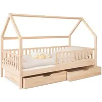 Ehrenkind Hausbett Livo aus massivem Buchenholz in verschiedenen Größen (FSC® zertifiziertMontessori Kinderbett, Jugendbett, 90x200), höhenverstellbar