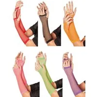 Metamorph Kostüm Fingerlose Netzhandschuhe in diversen Farben, Dehnbares Basic-Accessoire für 80er und 90er Jahre Partys