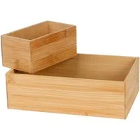 BURI Aufbewahrungsbox Kosmetik Kästchen aus Bambusholz 2er-Set Aufbewahrungbox Badezimmerbox