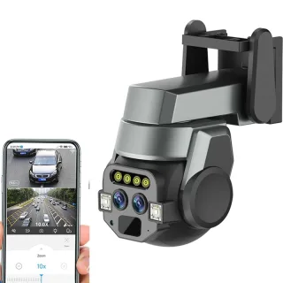 4K 6MP HD Dual-lens WiFi Surveillance Camera 10X Zoom Outdoors Night Vision Human Detection IP66 Waterproof Two-way Audi