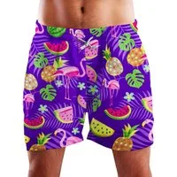 King Kameha Badeshorts Flamingo Melone Hawaii Bade-Shorts Mesh-Einsatz Verschluss Kordelzug Mit integriertem Mesh-Innenslip für extra Komfort
