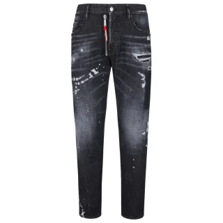 Dsquared2 Skater Jean Ripped Thighs Paint Splatter Black Wash Jeans
