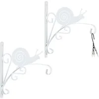 relaxdays Wandhaken Blumenampelhalterung 2er Set Schnecke
