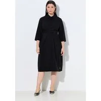 Ulla Popken Maxikleid Midikleid Wickeloptik A-Linie Hemdkragen 3/4-Arm