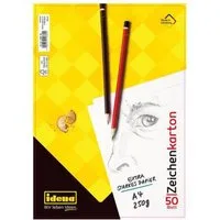 Idena Zeichenkartonblock Zeichenkarton DIN A4, 50 Blatt 250g Aquarell Malen und Zeichnen Papier