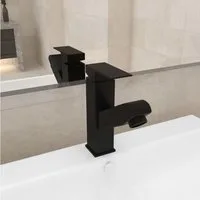 furnicato Waschtischarmatur Hochwertiger Wasserhahn Schwarz 157 x 172 mm (1-St) Waschtischarmatur mit Ausziehfunktion und 360 Grad Schwenkbereich