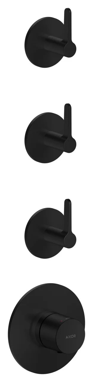 Hansgrohe Thermostatmodul Unterputz AXOR One für 3 Verbraucher mit Hebelgriff mattschwarz, 4872367 48723670