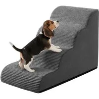 FEANDREA Haustiertreppe 2/3/4-stufig-Hundetreppe,waschbar,rutschfest geringe Neigung für Bett, Sofa, Cord mit Querstreifen, wasserdicht, abnehmbarer waschbarer Bezug