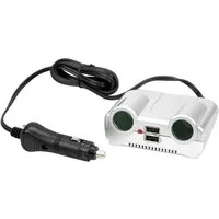 Cartrend Zigarettenanzünder-Verteiler 2-Fach Zigarettenanzünder-Verteilerstecker mit USB + Schalter, Manueller Ein-/Aus-Schalter, inkl. Montagezubehör, LED-Beleuchtung