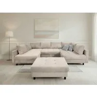 OTTO home Wohnlandschaft Antonia U-Form, B: 298 cm, Wohnlandschaft, Rückenkissen, 2 ottomane, Komfortablem Bonnelfederkern