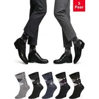 Chili Lifestyle Basicsocken 5 Paar PREMIUM Unisex KARO Socken mit Rautenmuster (Multipack, 5-Paar, 5 Farbdesigns I Business Socken Herren & Damen Baumwolle) Klassische Argyle Anzugsocken handgekettelt ohne Naht mit Komfortbund