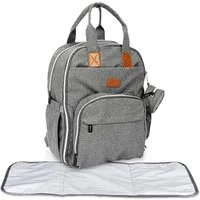 bloomborn Wickelrucksack groß Grau mit Wickelunterlage und Kinderwagenhaken (1-tlg)