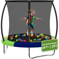 GUNJI Gartentrampolin Durchmesser 183/222/290/360 cm, Kindertrampoline Outdoor-Trampoline, Ø 183 cm, (Ausgestattet mit Sicherheitsnetz, Leiter und 360 -Gelander, maximale Tragkraft 120 kg)