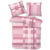 Träumschön Bettwäsche Premium Bettwäsche 135x200 oder 155x220 cm Baumwolle, Kariert rosa, Baumwolle, 2 teilig, mit Reißverschluss, luftig und leichte Sommerbettwäsche