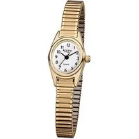 Regent Quarzuhr Regent Damen-Armbanduhr gold Analog F-263, (Analoguhr), Damen Armbanduhr oval, klein (ca. 19x21mm), Edelstahl, ionenplattiert