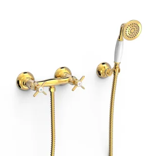 Tres Aufputz 2 Griffmischer für Dusche Anti Kalk Messing Handbrause: Ø 78 mm , 24216301OR 24216301OR