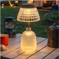 GLOBO LIGHTING Außen-Tischleuchte, Leuchtmittel nicht inklusive, Warmweiß, Solarleuchte Tischlampe Tischleuchte Gartenlampe Akku Glas satiniert