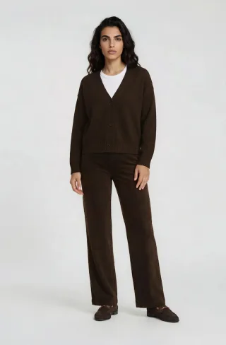 Milano Italy - V neck cardigan with 1/1 sleeve mocca - Gr. - S