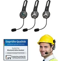 BuddyChat Buddy Chat Trio Bluetooth® Interkom Bluetooth-Kopfhörer (Helm Interkom Gegensprechanlage bis 1000M für bis zu Personen)