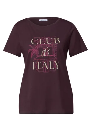 Street One - T-Shirt mit Rundhals und Artwork rustic rouge - Gr. - 42