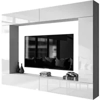 Lookway Wohnwand COLGANTE V weiß Hochglanz mit LED, Breite: 300 cm
