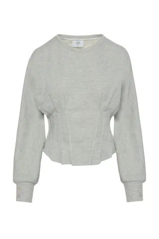 bsb - Shirt mit Korsett-Detail grau - Gr. - S