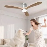 BELUPAI Deckenventilator LED Deckenleuchte 47W,52Zoll,Leise,Timer Fernbedienung,6-stufiger, mit Fernbedienung,Leuchte/ Ventilator getrennt schaltbar