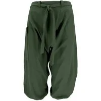 Guru-Shop Relaxhose Baggy Shorts, Sarouel Hose - khakigrün Ethno Style, alternative Bekleidung