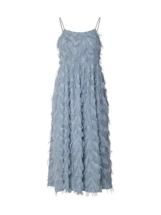 selected women - SLFMYLINE REGULAR MIDI STRAP DRESS B Dusty Blue - Gr. - 34