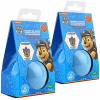 HF Home Flair Badekugel 2x Paw Patrol Badebombe - große Badekugel Chase mit Überraschung, 2-tlg., blaue Badekugel - Kokosduft - Vegan- 170g