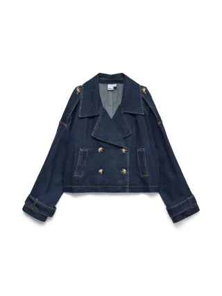 VERO MODA - VMLELOU LS SHORT TRENCHCOAT MIX NOOS Dark Blue Denim - Gr. - M