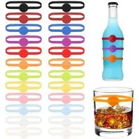 FELIXLEO Küchenorganizer-Set Glasmarkierer Silikon Wiederverwendbar Bunt Weinglas Marker, (48-tlg)