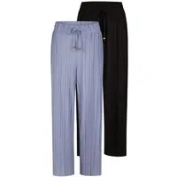 DENIMFY Chinohose Damen Palazzo Hose DFBrenda 2er Loose Fit (Vorteilspack) 7/8 Culotte mit Taschen
